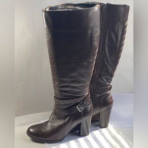 Tall brown faux leather Marc Fisher boots